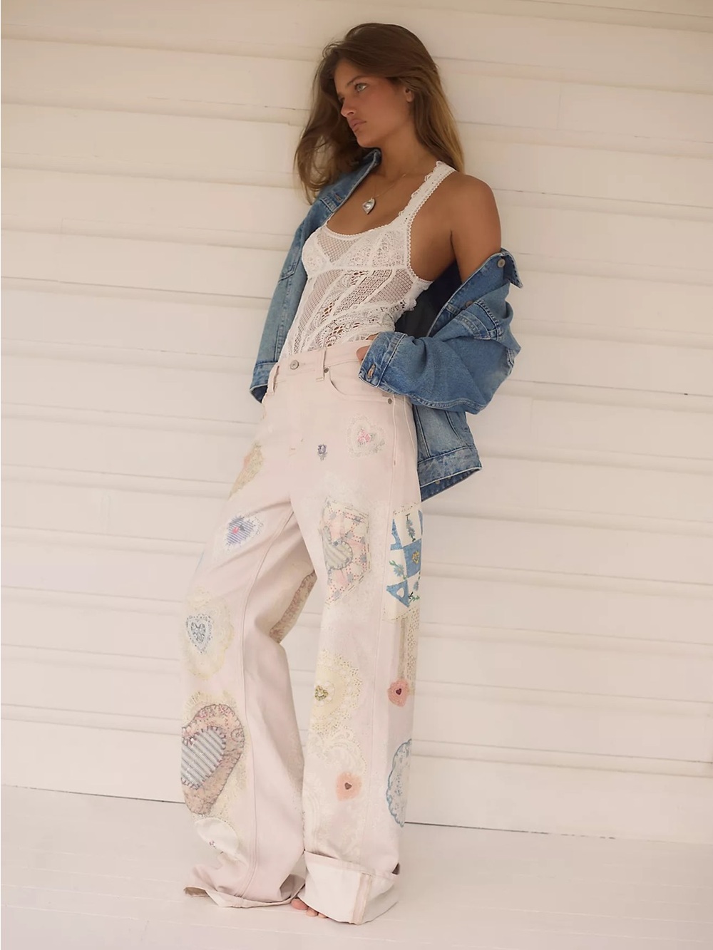 We The Free Tinsley Printed Jeans Illusions Heirloom Ivory
